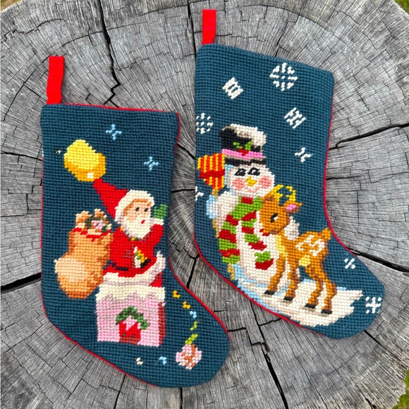Vintage Needlepoint Christmas Stockings (2) - Picture 1 of 3